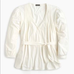J Crew Point Sur Pleated Tie Waist Blouse- S